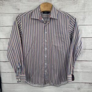 Bugatchi Uomo Shirt 2XL Multicolor Vertical Stripe Long Sleeve Button‎ Front